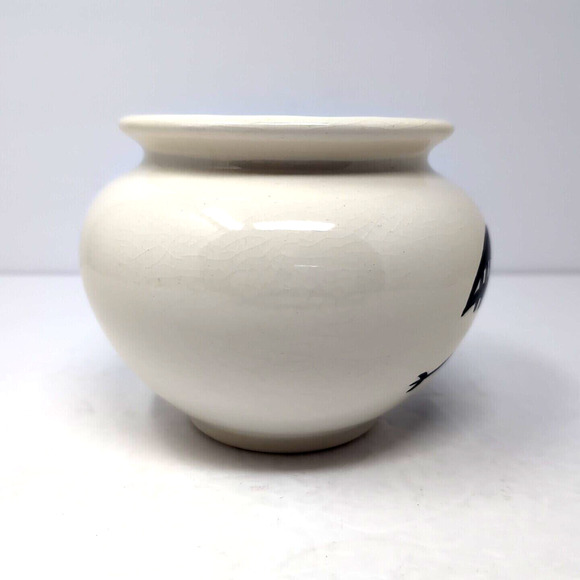 VTG Pottery Planter Cream Black Thunderbird Signed Ruth S. 1980 Hobbyist Piece - Picture 5 of 14